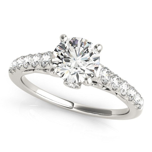 14k White Gold Scalloped Single Row Band Diamond Engagement Ring (1 3/8 cttw) - 3 - Jewelry