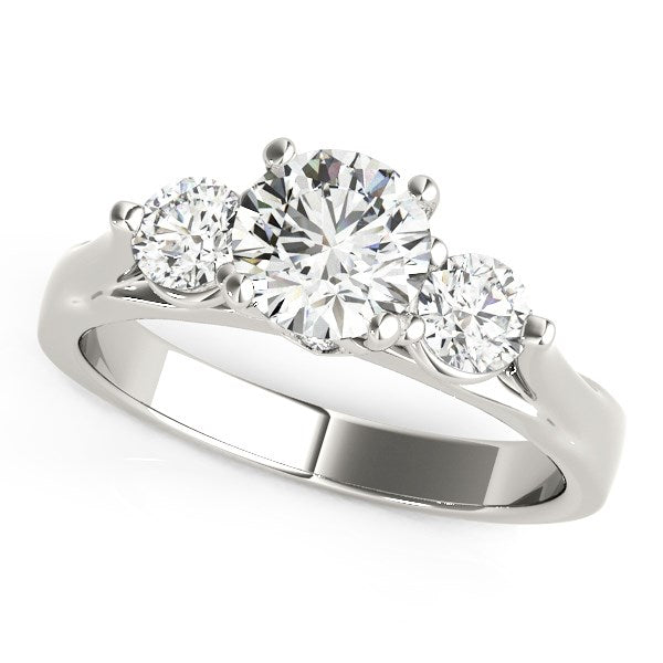 14k White Gold 3 Stone Prong Setting Diamond Engagement Ring (1 3/8 cttw) - 3 - Jewelry