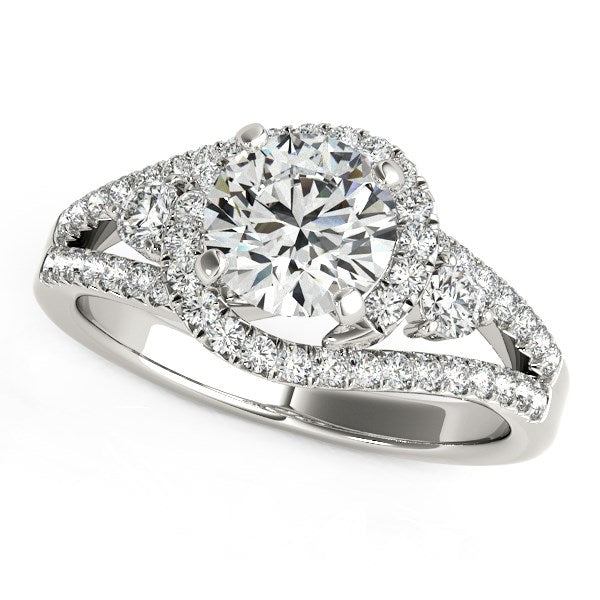 14k White Gold Split Shank Halo Bypass Diamond Engagement Ring (1 3/4 cttw) - 3 - Jewelry