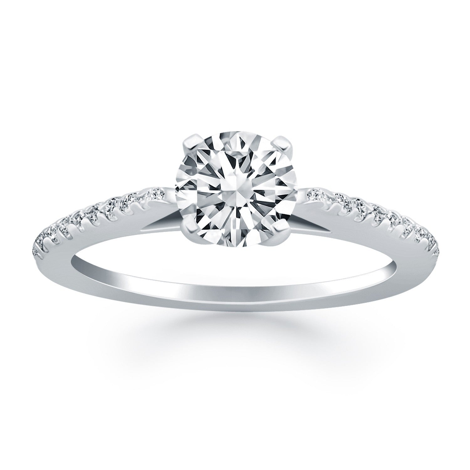 14k White Gold Micro Prong Diamond Cathedral Engagement Ring - 4 - Jewelry
