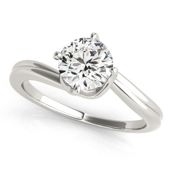 14k White Gold Bypass Style Solitaire Round Diamond Engagement Ring (1 cttw) - 3 - Jewelry