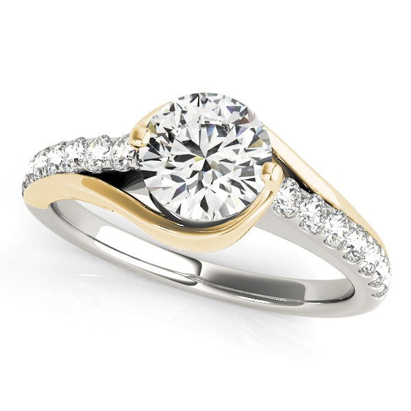 14k Two Tone Gold Split Shank Style Diamond Engagement Ring (1 1/4 cttw) - 3 - Jewelry