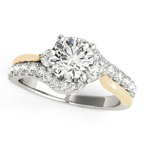 14k White And Yellow Gold Round Bypass Diamond Engagement Ring (1 1/2 cttw) - 3 - Jewelry