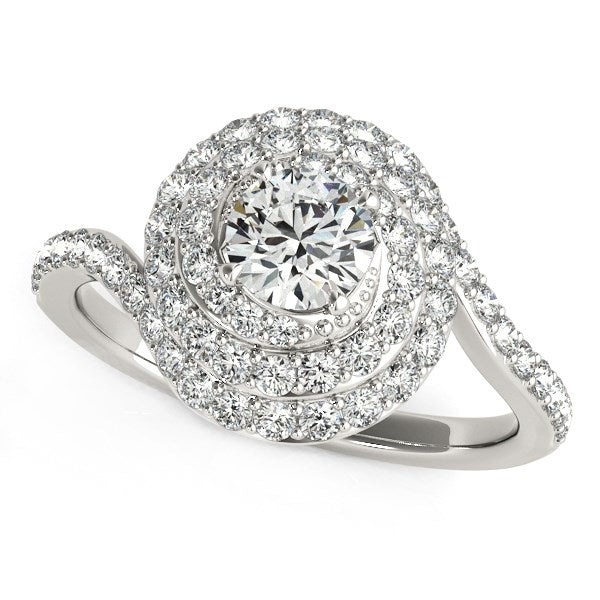 14k White Gold Round Diamond Spiral Design Engagement Ring (1 1/8 cttw) - 3 - Jewelry