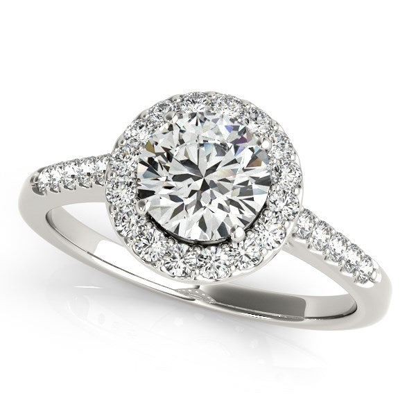 14k White Gold Halo Diamond Engagement Ring (1 3/8 cttw) - 3 - Jewelry
