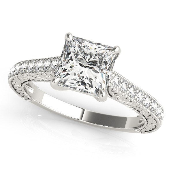 14k White Gold Princess Cut Diamond Engagement Ring (1 1/4 cttw) - GreatEagleInc