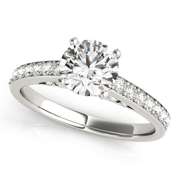 14k White Gold Single Row Prong Set Diamond Engagement Ring (1 3/8 cttw) - 3 - Jewelry
