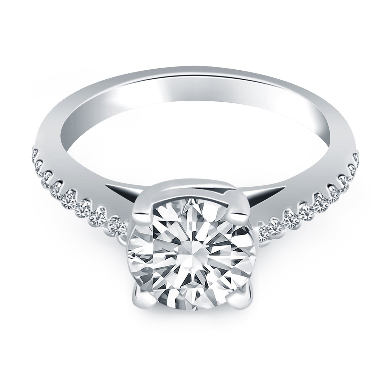 14k White Gold Trellis Diamond Engagement Ring - 4 - Jewelry