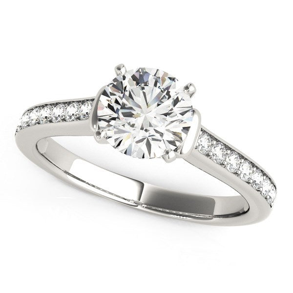14k White Gold Round Diamond Engagement Ring Band Stones (1 1/8 cttw) - 3 - Jewelry