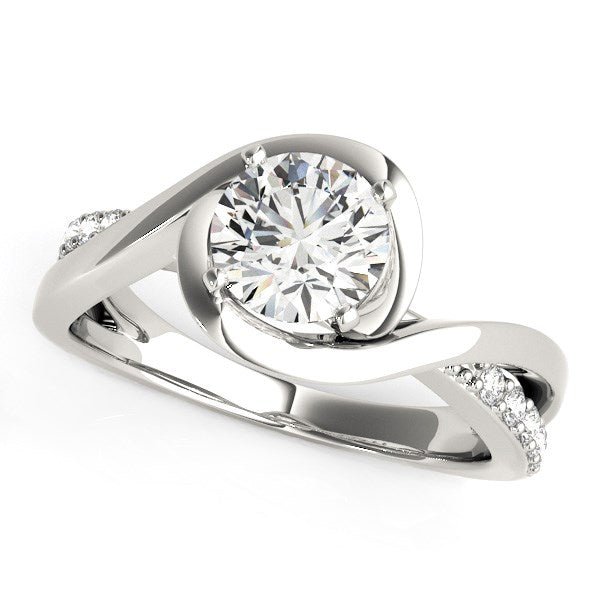 14k White Gold Split Band Round Bypass Diamond Engagement Ring (1 1/8 cttw) - 3 - Jewelry