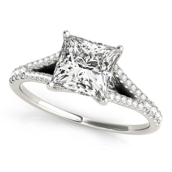 14k White Gold Princess Cut Split Shank Diamond Engagement Ring (1 1/8 cttw) - 3 - Jewelry