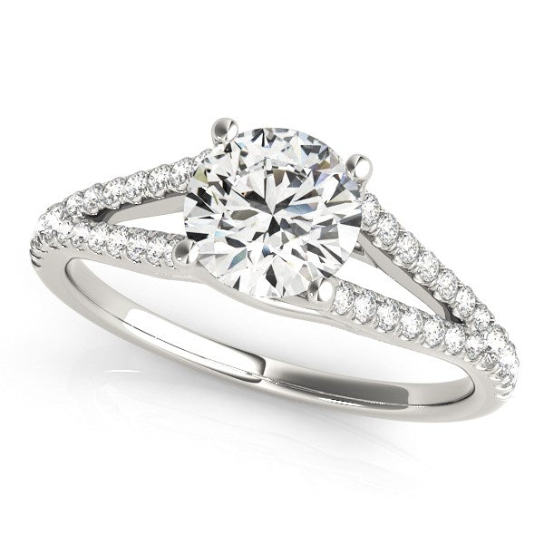 14k White Gold Split Shank Round Pronged Diamond Engagement Ring (1 1/8 cttw) - 3 - Jewelry