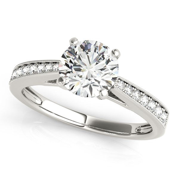 14k White Gold Antique Style Graduagted Diamond Engagement Ring (1 1/8 cttw) - 3 - Jewelry