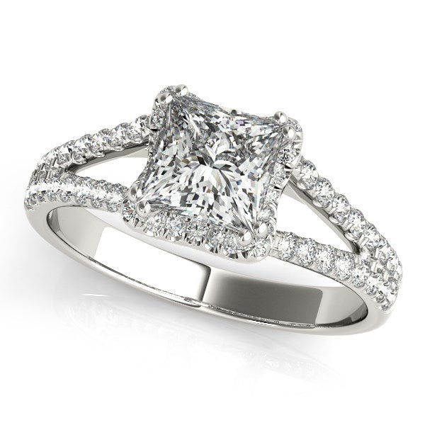 14k White Gold Princes Cut Halo Split Shank Diamond Engagement Ring (2 cttw) - 3 - Jewelry