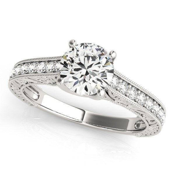14k White Gold Trellis Antique Style Diamond Engagement Ring (1 1/4 cttw) - 3 - Jewelry