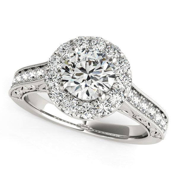 14k White Gold Round Diamond Engagement Ring with Stylish Shank (1 5/8 cttw) - 3 - Jewelry