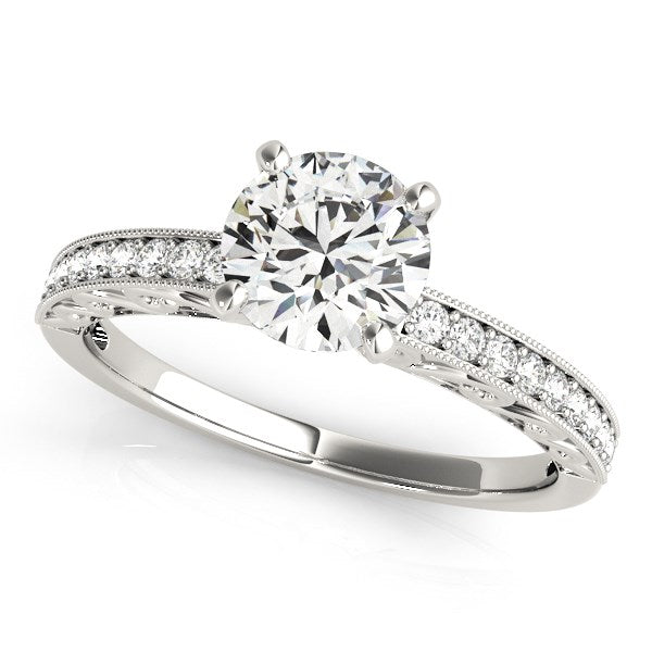 14k White Gold Antique Style Diamond Engagement Ring (1 1/8 cttw) - 3 - Jewelry