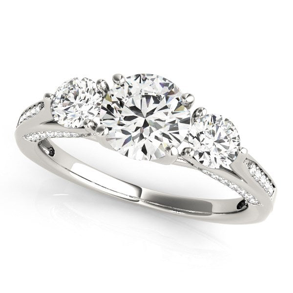 14k White Gold 3 Stone Style Round Diamond Engagement Ring (1 3/4 cttw) - 3 - Jewelry