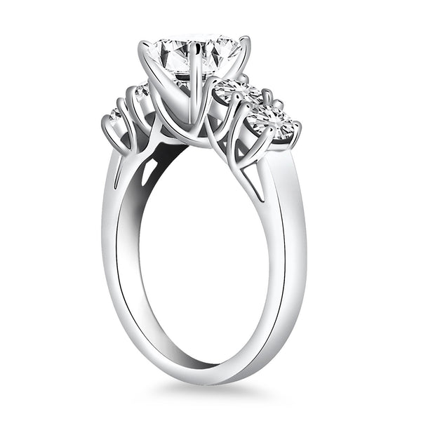 14k White Gold Five Stone Diamond Trellis Engagement Ring - 4 - Jewelry