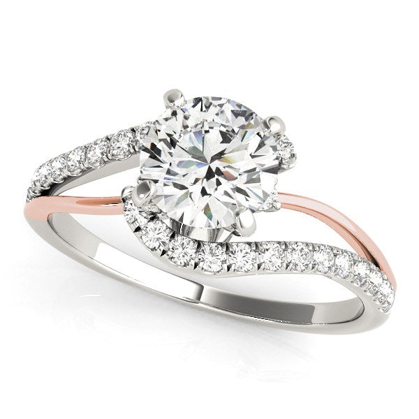 14k White And Rose Gold Bypass Shank Diamond Engagement Ring (1 1/3 cttw) - 3 - Jewelry