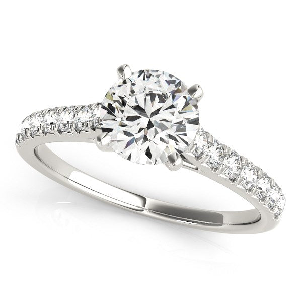 14k White Gold Single Row Band Diamond Engagement Ring (1 1/3 cttw) - 3 - Jewelry