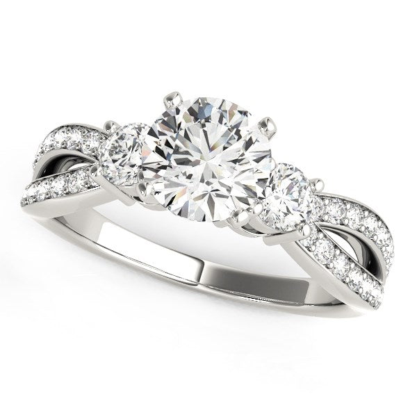 14k White Gold Split Shank Round Diamond Engagement Ring (1 5/8 cttw) - 3 - Jewelry