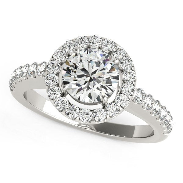 14k White Gold Classic with Pave Halo Diamond Engagement Ring (1 1/2 cttw) - 3 - Jewelry