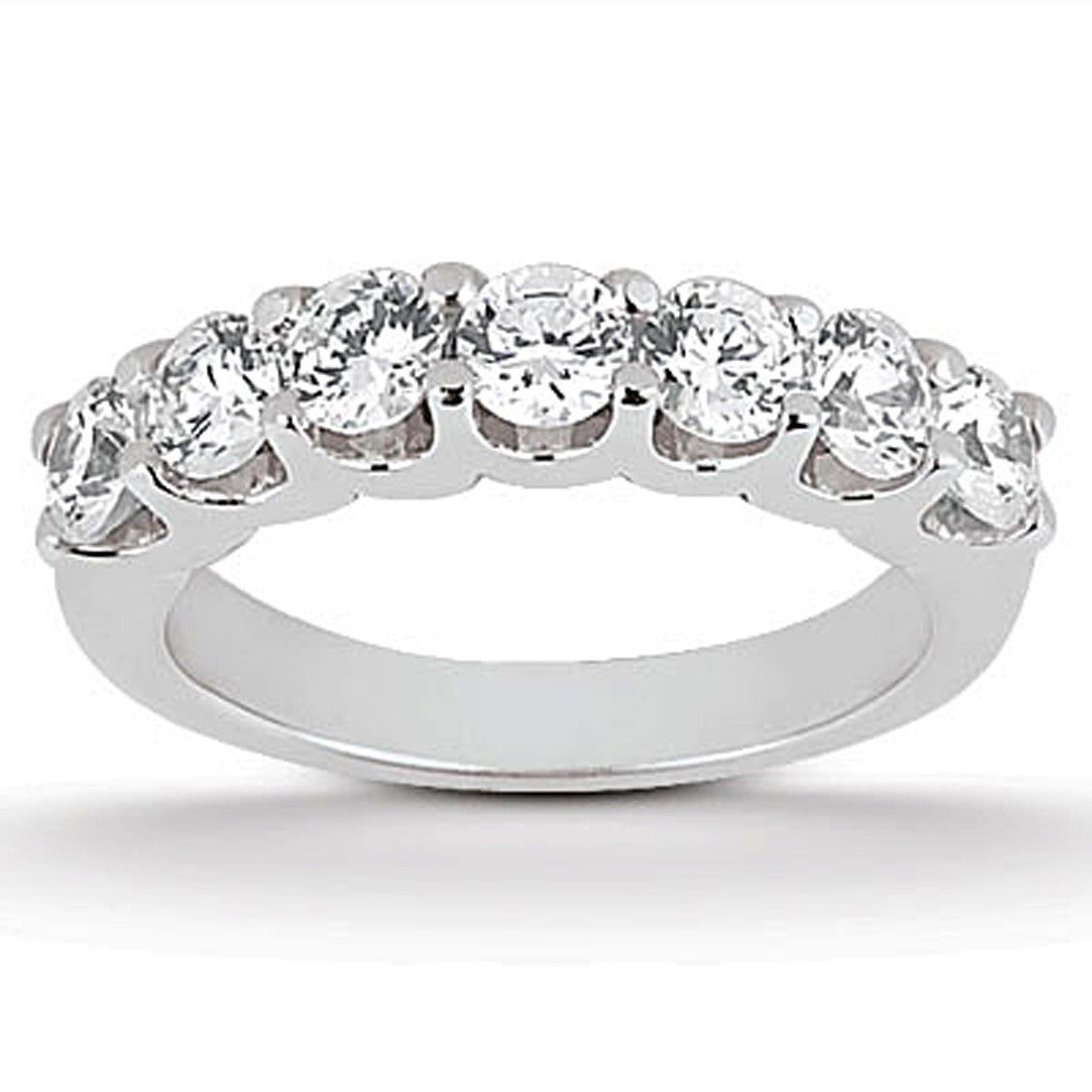 14k White Gold Diamond Scalloped Shared U Prong Setting Wedding Ring Band - 4 - Jewelry