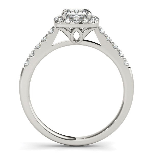 14k White Gold Square Outer Shape Round Diamond Engagement Ring (3/4 cttw) - GreatEagleInc