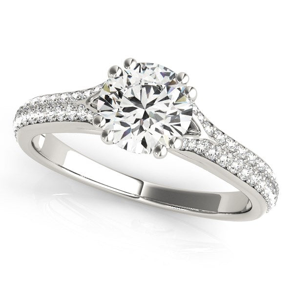 14k White Gold Double Prong Multirow Band Diamond Engagement Ring (1 1/8 cttw) - 3 - Jewelry