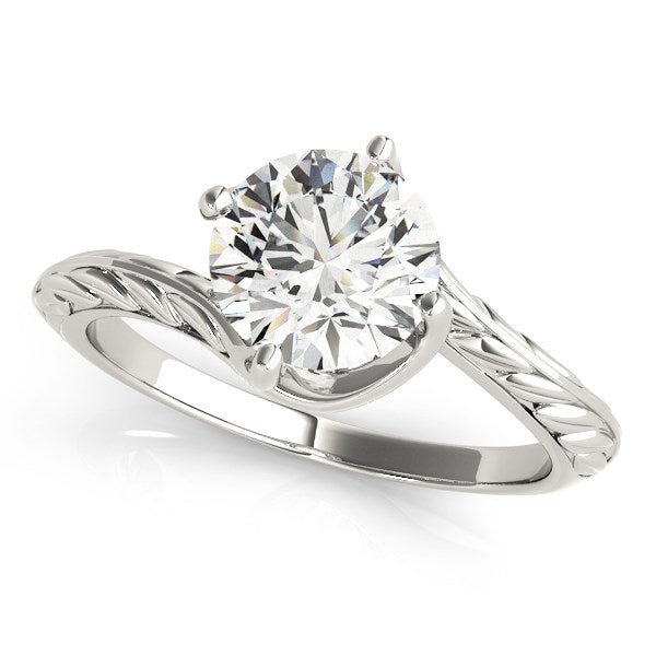 14k White Gold Bypass Round Solitaire Diamond Engagement Ring (1 cttw) - 3 - Jewelry