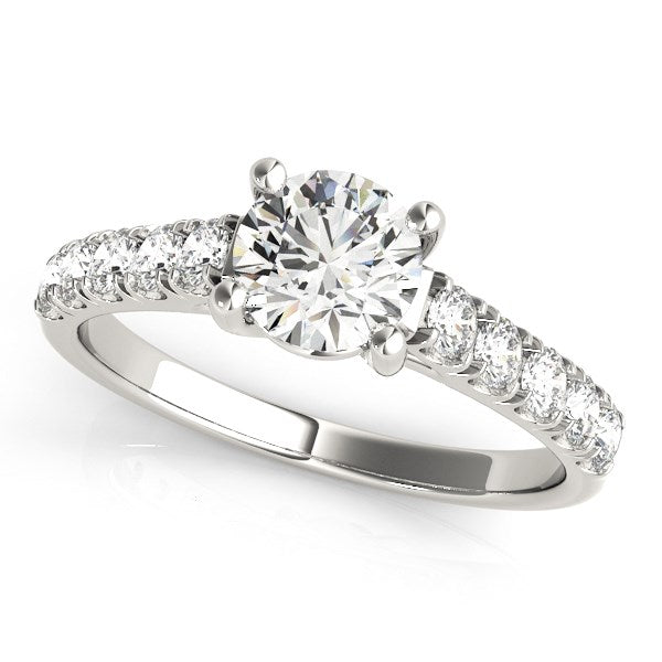 14k White Gold Round Trellis Setting Diamond Engagement Ring (1 cttw) - 3 - Jewelry