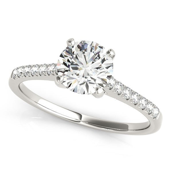 14k White Gold Single Row Scalloped Set Diamond Engagement Ring (1 1/8 cttw) - 3 - Jewelry