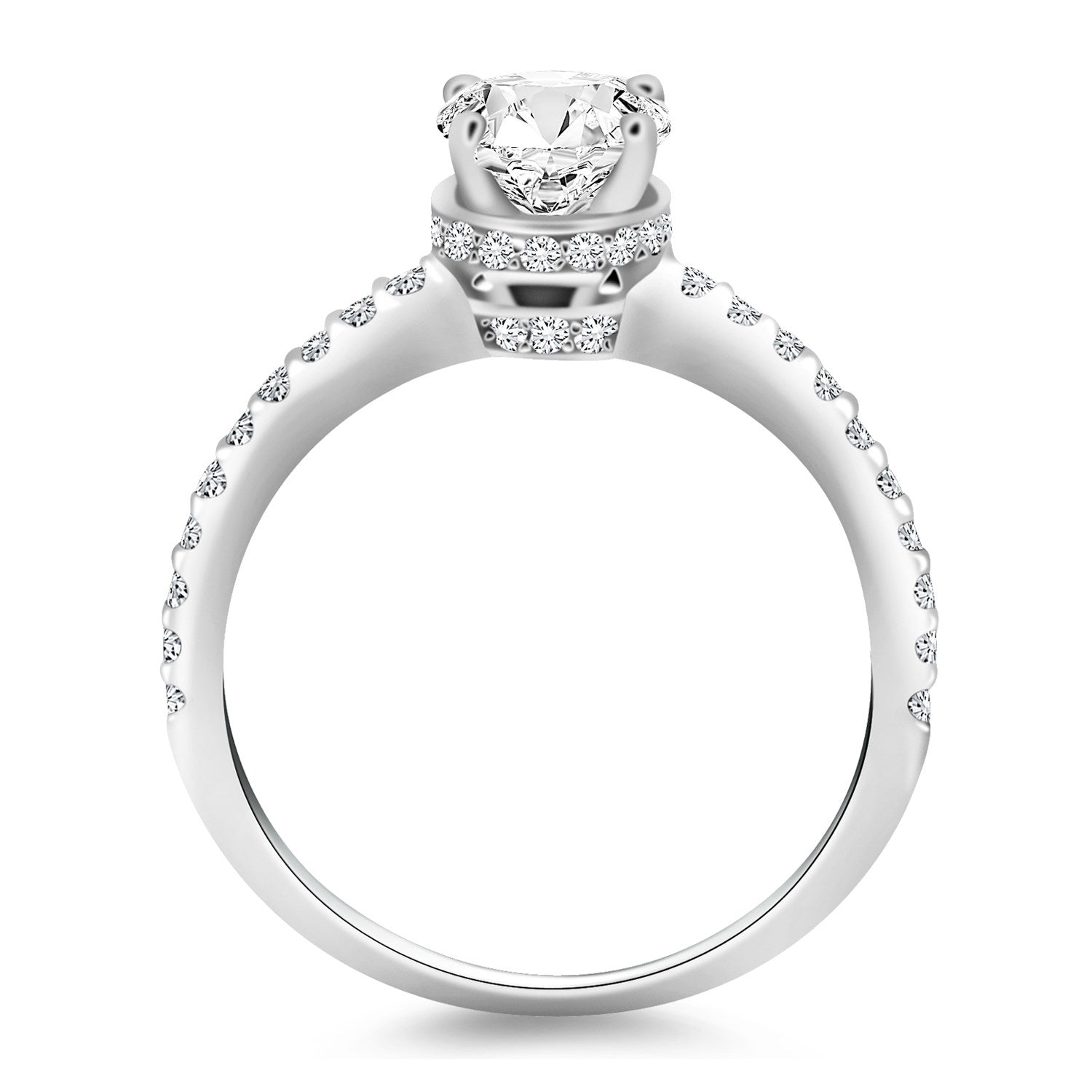 14k White Gold Diamond Collar Engagement Ring - 4 - Jewelry