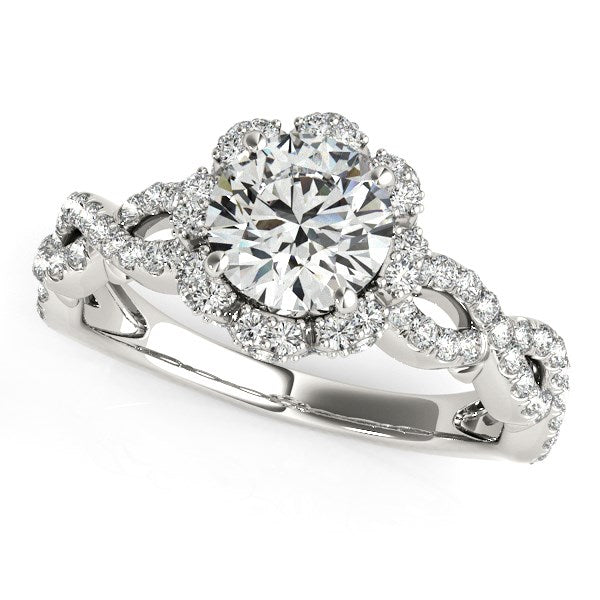 14k White Gold Flower Motif Split Shank Diamond Engagement Ring (1 5/8 cttw) - 3 - Apparel & Accessories