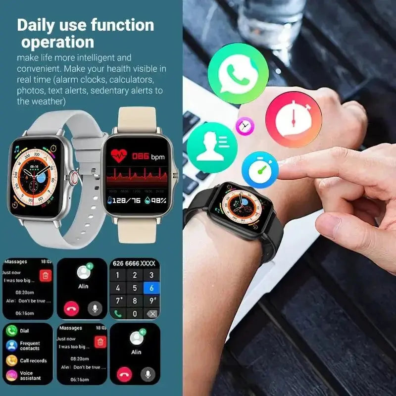 2024 Smart Watch Android Phone 1.44'' Inch Color Screen Bluetooth Call Blood Oxygen/Pressure Monitoring Smart Watch Women Men GreatEagleInc
