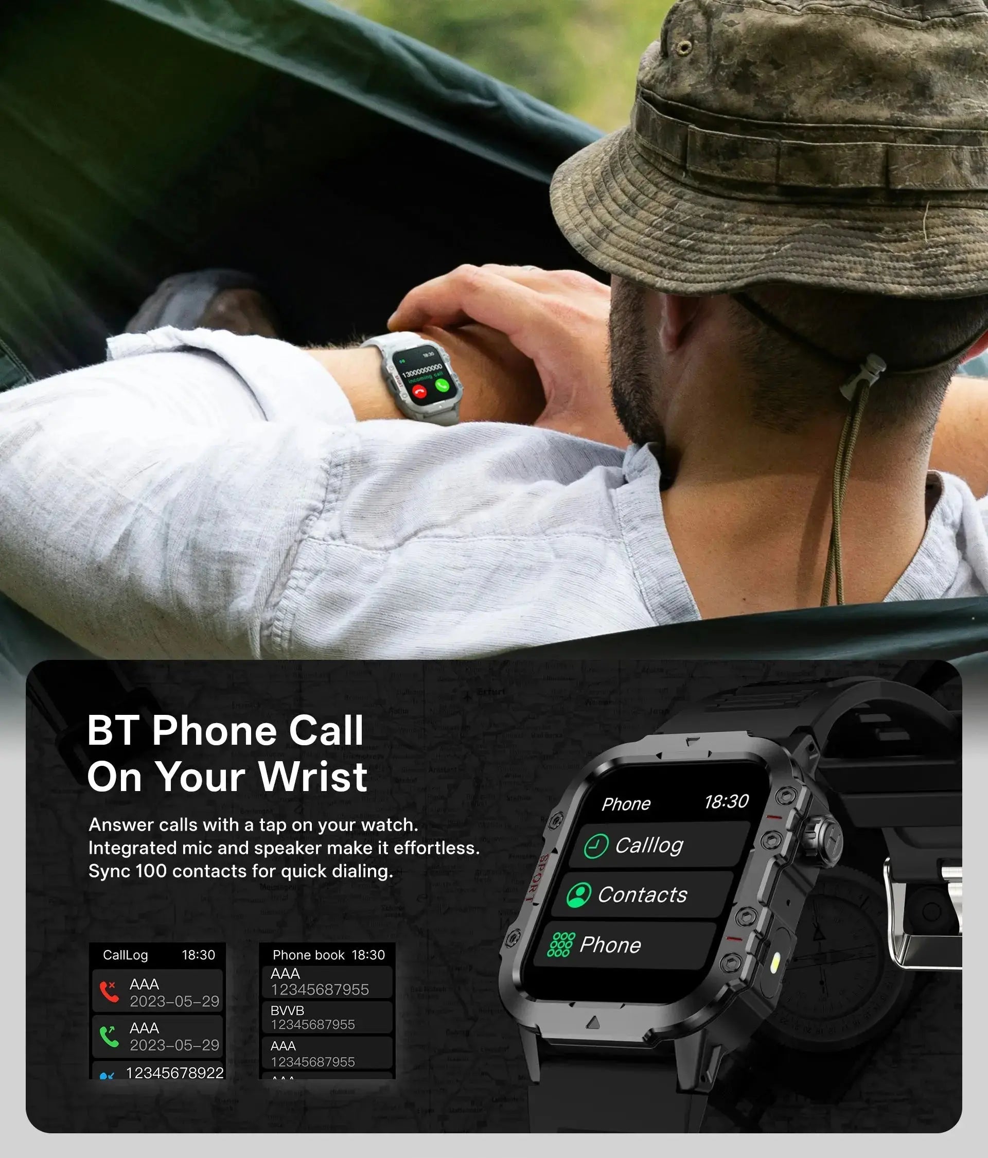 2024 Smart Watch Android Phone 1.44'' Inch Color Screen Bluetooth Call Blood Oxygen/Pressure Monitoring Smart Watch Women Men GreatEagleInc