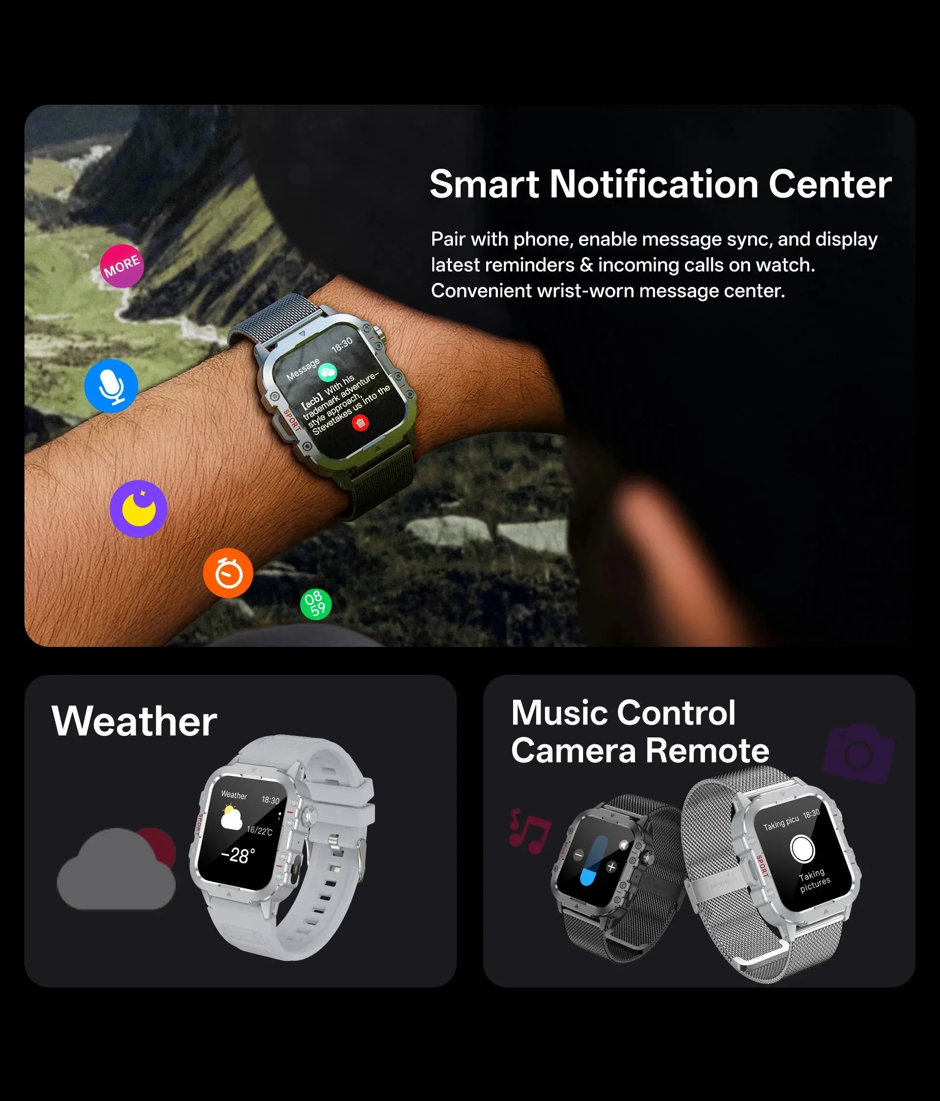 2024 Smart Watch Android Phone 1.44'' Inch Color Screen Bluetooth Call Blood Oxygen/Pressure Monitoring Smart Watch Women Men GreatEagleInc