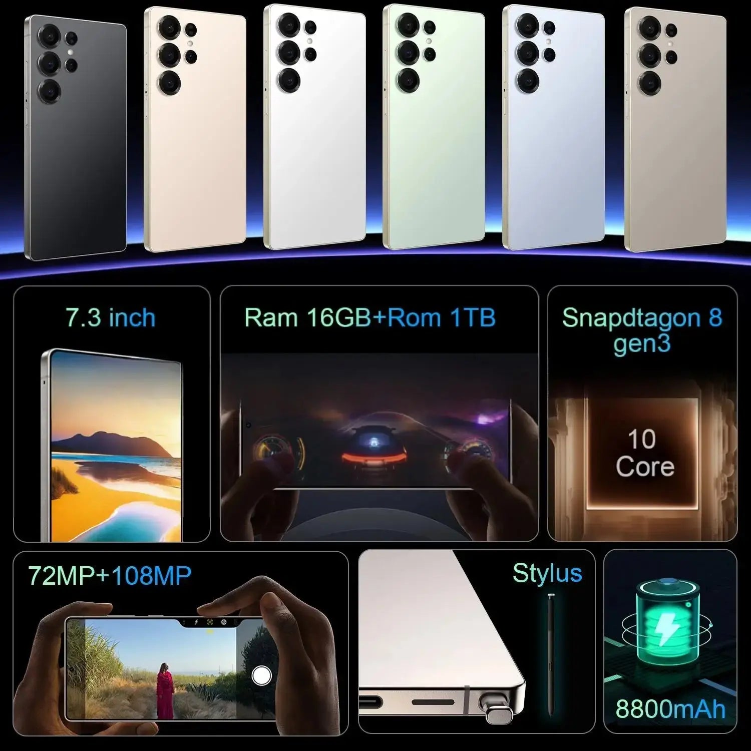 2025 Latest S25 Ultra Smart Phone 16GB +1TB Gaming Dual SIM CDMA 108MP 4K Display Deca Core Global Version GreatEagleInc