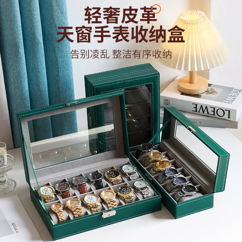 2025 New Leather Watch Box Storage Box with Lock Home Watch Organizer Display Box Mechanical Watch Jewelry Box GreatEagleInc