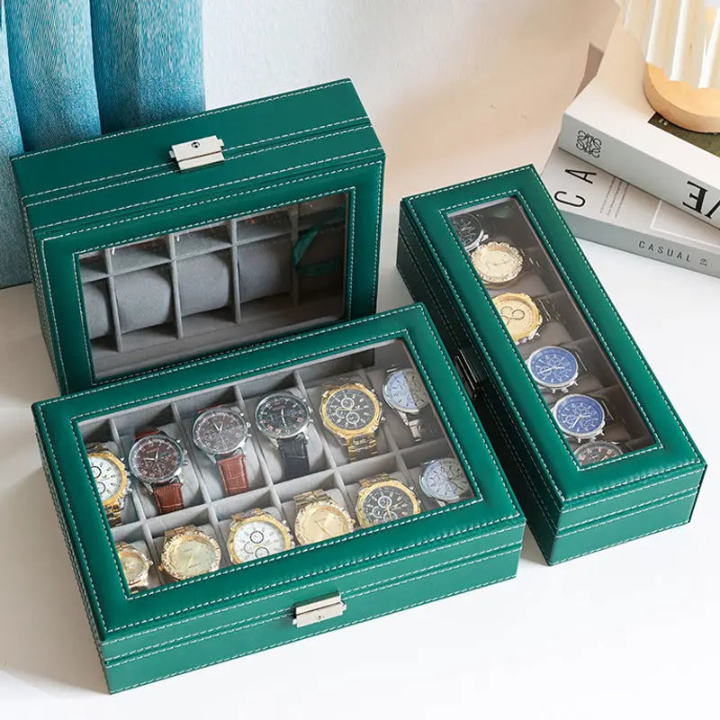 2025 New Leather Watch Box Storage Box with Lock Home Watch Organizer Display Box Mechanical Watch Jewelry Box GreatEagleInc