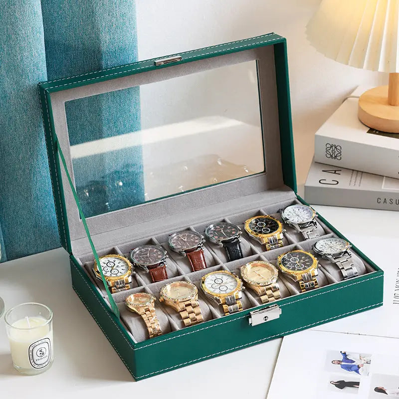 2025 New Leather Watch Box Storage Box with Lock Home Watch Organizer Display Box Mechanical Watch Jewelry Box GreatEagleInc