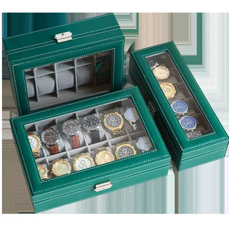 2025 New Leather Watch Box Storage Box with Lock Home Watch Organizer Display Box Mechanical Watch Jewelry Box GreatEagleInc