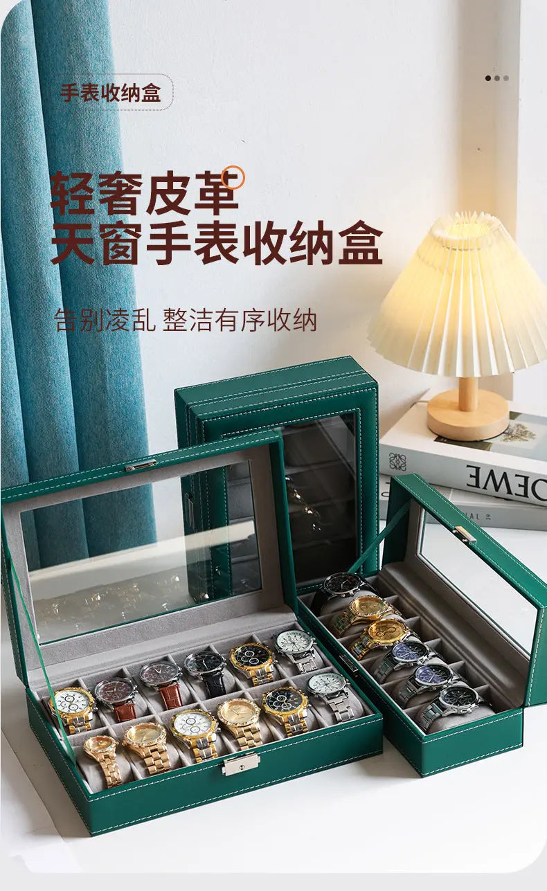 2025 New Leather Watch Box Storage Box with Lock Home Watch Organizer Display Box Mechanical Watch Jewelry Box GreatEagleInc