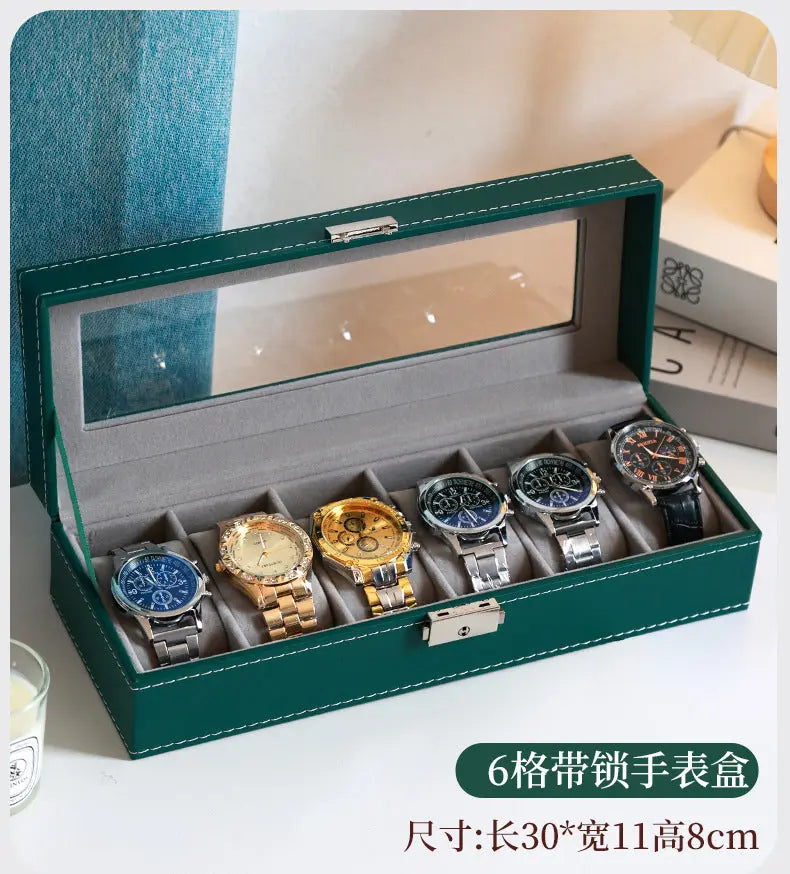 2025 New Leather Watch Box Storage Box with Lock Home Watch Organizer Display Box Mechanical Watch Jewelry Box GreatEagleInc