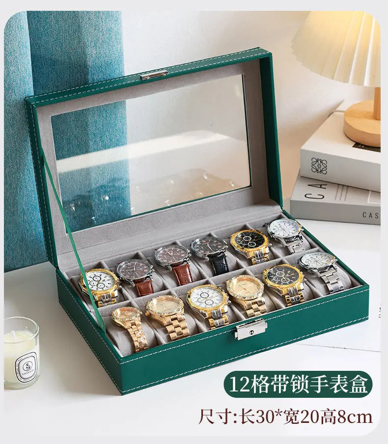 2025 New Leather Watch Box Storage Box with Lock Home Watch Organizer Display Box Mechanical Watch Jewelry Box GreatEagleInc