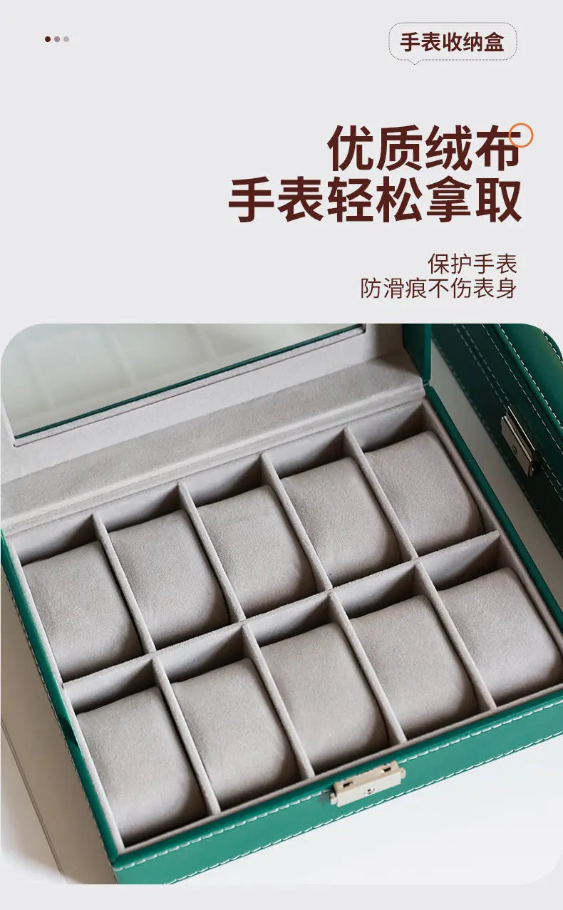 2025 New Leather Watch Box Storage Box with Lock Home Watch Organizer Display Box Mechanical Watch Jewelry Box GreatEagleInc