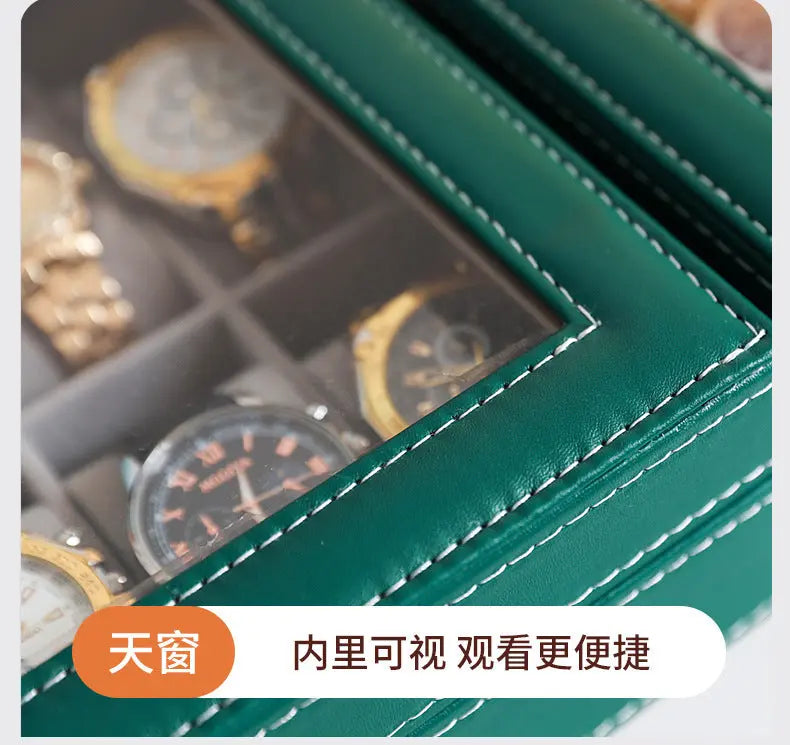 2025 New Leather Watch Box Storage Box with Lock Home Watch Organizer Display Box Mechanical Watch Jewelry Box GreatEagleInc