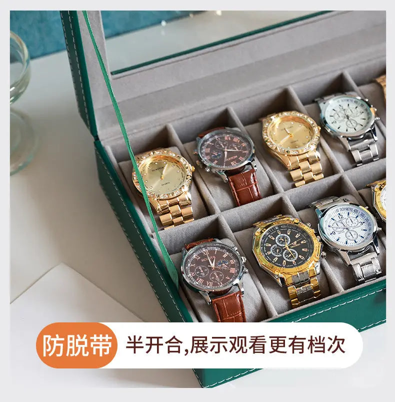 2025 New Leather Watch Box Storage Box with Lock Home Watch Organizer Display Box Mechanical Watch Jewelry Box GreatEagleInc