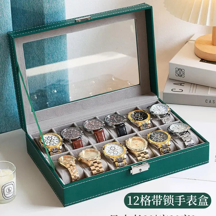 2025 New Leather Watch Box Storage Box with Lock Home Watch Organizer Display Box Mechanical Watch Jewelry Box GreatEagleInc